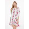 imageWomens Hawaiian 34 Sleeve Mermaid Ruffle Tunic Dress in Pink HibiscusPink White Hibiscus Vine