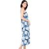 imageWomens Hawaiian Luau Floral Print Maxi Sweetheart DressPacific Palm Navy