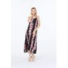 imageWomens Hawaiian Luau Pink Hibiscus Vine Maxi Sweetheart DressPink Black Hibiscus Vine
