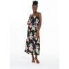 imageWomens Hawaiian Maxi Ruffle Luau Dress Hibiscus FloralHibiscus Black
