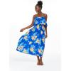 imageWomens Hawaiian Maxi Ruffle Luau Dress Hibiscus FloralHibiscus Blue