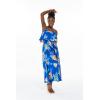 imageWomens Hawaiian Maxi Ruffle Luau Dress Hibiscus FloralHibiscus Blue