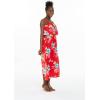 imageWomens Hawaiian Maxi Ruffle Luau Dress Hibiscus FloralHibiscus Red