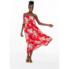imageWomens Hawaiian Maxi Ruffle Luau Dress Hibiscus FloralHibiscus Red