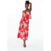imageWomens Hawaiian Maxi Ruffle Luau Dress Hibiscus FloralHibiscus Red