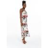imageWomens Hawaiian Maxi Ruffle Luau Dress Hibiscus FloralNeon Sunset