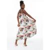 imageWomens Hawaiian Maxi Ruffle Luau Dress Hibiscus FloralNeon Sunset