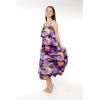 imageWomens Hawaiian Maxi Ruffle Luau Dress Hibiscus FloralPurple Sunset