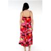 imageWomens Hawaiian Maxi Ruffle Luau Dress Hibiscus FloralRed Sunset