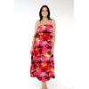 imageWomens Hawaiian Maxi Ruffle Luau Dress Hibiscus FloralRed Sunset