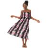 imageWomens Hawaiian Maxi Ruffle Luau Dress Pink Hibiscus VinePink Black Hibiscus Vine
