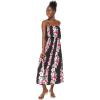imageWomens Hawaiian Maxi Ruffle Luau Dress Pink Hibiscus VinePink Black Hibiscus Vine