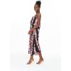 imageWomens Hawaiian Maxi Ruffle Luau Dress Pink Hibiscus VinePink Black Hibiscus Vine