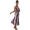 imageWomens Hawaiian Maxi Ruffle Luau Dress Pink Hibiscus VinePink Black Hibiscus Vine