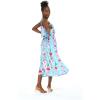 imageWomens Hawaiian Maxi Ruffle Luau Dress Pink Hibiscus VinePink Turquoise Hibiscus Vine