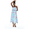 imageWomens Hawaiian Maxi Ruffle Luau Dress Pink Hibiscus VinePink Turquoise Hibiscus Vine