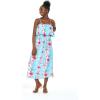 imageWomens Hawaiian Maxi Ruffle Luau Dress Pink Hibiscus VinePink Turquoise Hibiscus Vine