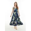 imageWomens Hawaiian Maxi Tiered Dress in Pineapple Garden NavyPineapple Garden Navy