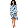 imageWomens Hawaiian 34 Sleeve Mermaid Ruffle Tunic Dress in Pacific PalmPacific Palm Navy