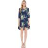 imageWomens Hawaiian 34 Sleeve Mermaid Ruffle Tunic Dress in Pineapple Garden NavyPineapple Garden Navy