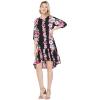 imageWomens Hawaiian 34 Sleeve Mermaid Ruffle Tunic Dress in Pink HibiscusPink Black Hibiscus Vine