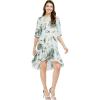 imageWomens Hawaiian 34 Sleeve Mermaid Ruffle Tunic Dress in Wispy Cereus BlackWispy Cereus Light Blue