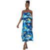 imageWomens Hawaiian Maxi Ruffle Luau Dress Hibiscus FloralBlue Sunset