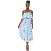 imageWomens Hawaiian Maxi Ruffle Luau Dress Pink Hibiscus VinePink Turquoise Hibiscus Vine