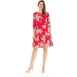 imageWomens Hawaiian 34 Sleeve Mermaid Ruffle Tunic Dress in Hibiscus BlueHibiscus Red