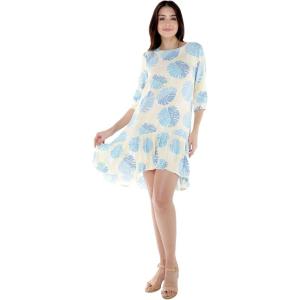 imageWomens Hawaiian 34 Sleeve Mermaid Ruffle Tunic Dress in Pacific PalmPacific Palm Cream