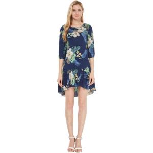 imageWomens Hawaiian 34 Sleeve Mermaid Ruffle Tunic Dress in Pineapple Garden NavyPineapple Garden Navy