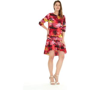 imageWomens Hawaiian 34 Sleeve Mermaid Ruffle Tunic Dress in Sunset BlueSunset Red