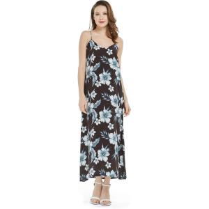 imageWomens Hawaiian Luau Floral Print Maxi Sweetheart DressMidnight Bloom