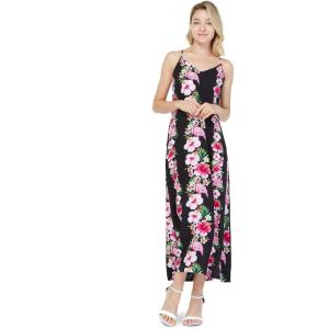 imageWomens Hawaiian Luau Pink Hibiscus Vine Maxi Sweetheart DressPink Black Hibiscus Vine