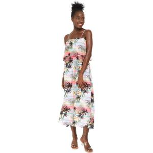 imageWomens Hawaiian Maxi Ruffle Luau Dress Hibiscus FloralNeon Sunset