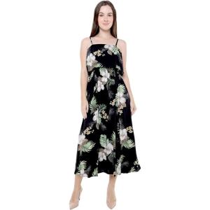 imageWomens Hawaiian Maxi Ruffle Luau Dress Pineapple GardenPineapple Garden Black