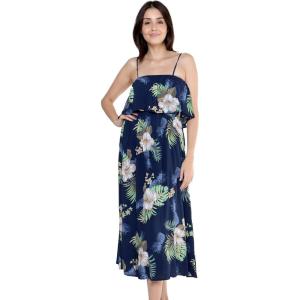 imageWomens Hawaiian Maxi Ruffle Luau Dress Pineapple GardenPineapple Garden Navy