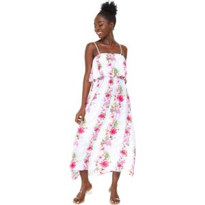 imageWomens Hawaiian Maxi Ruffle Luau Dress Pink Hibiscus VinePink Hibiscus Vine