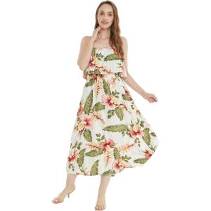 imageWomens Hawaiian Maxi Ruffle Luau Dress RafelsiaRafelsia Cream