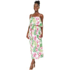 imageWomens Hawaiian Maxi Ruffle Luau Dress Wispy CereusLotus and Orchid