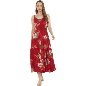 imageWomens Hawaiian Maxi Tiered Dress in Pineapple Garden NavyPineapple Garden Burgundy