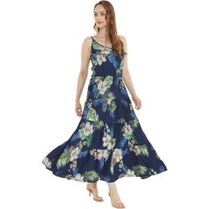 imageWomens Hawaiian Maxi Tiered Dress in Pineapple Garden NavyPineapple Garden Navy