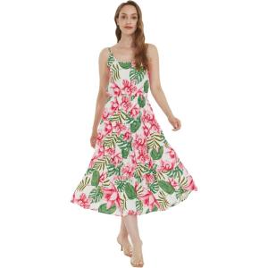 imageWomens Hawaiian Maxi Tiered Dress in Wispy Cereus BlackLotus and Orchid