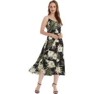 imageWomens Hawaiian Maxi Tiered Dress in Wispy Cereus BlackWispy Cereus Black