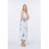 imageWomens Hawaiian Luau Beach Sunset Print Maxi Sweetheart DressSandy Beach Cream