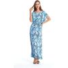 imageWomens Hawaiian Luau Cap Sleeve Maxi Simple Dress in BloomSimply Blue Leaf