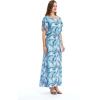 imageWomens Hawaiian Luau Cap Sleeve Maxi Simple Dress in BloomSimply Blue Leaf