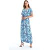 imageWomens Hawaiian Luau Cap Sleeve Maxi Simple Dress in BloomSimply Blue Leaf