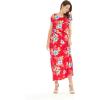 imageWomens Hawaiian Luau Cap Sleeve Maxi Simple Dress in HibiscusHibiscus Red