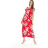 imageWomens Hawaiian Luau Cap Sleeve Maxi Simple Dress in HibiscusHibiscus Red